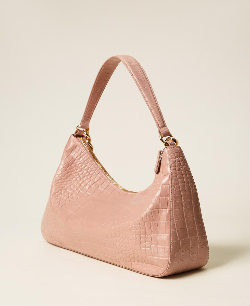 &ldquo;Liliane&rdquo; crocodile print leather bag Parisienne Pink Woman 252TD8252_00714_03