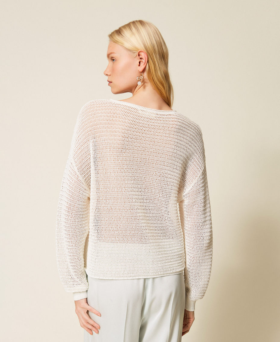 Pull en filet avec broderie r&eacute;alis&eacute;e &agrave; la main Lys Femme 261TE3020_00381_03