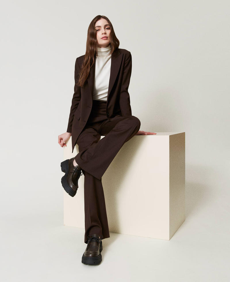 Lace-ups with Oval T Coffee Chocolate Woman 242TGT112_11946_S0