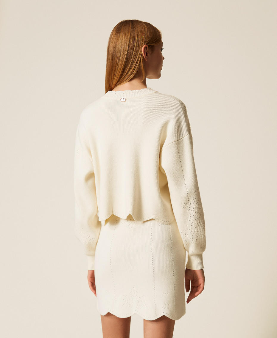 Scalloped hem knit mini skirt White Snow Woman 252TT3212_00282_03