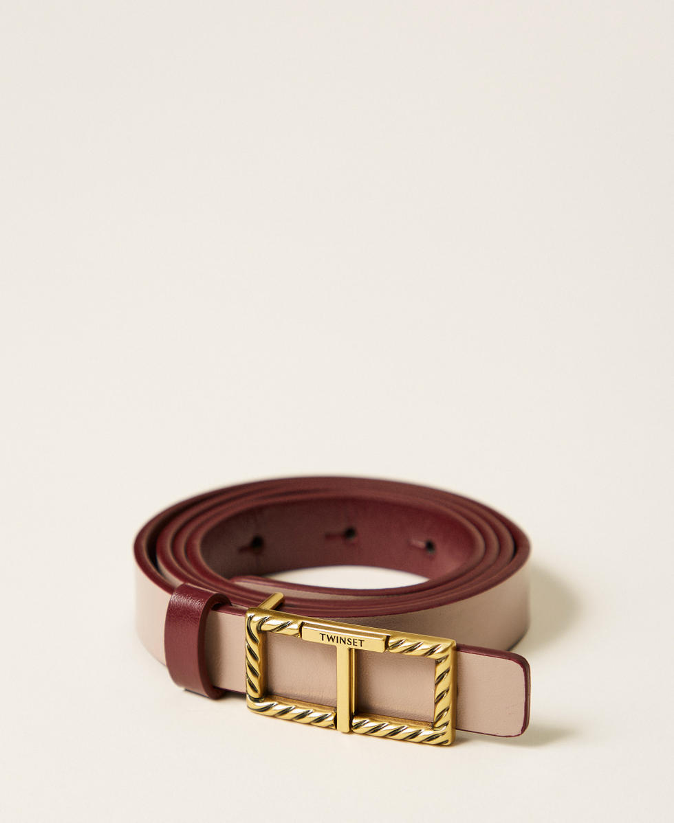 Reversible belt with logoed buckle Two-tone Bordeaux/Putty Woman 262TO5250_14098_03