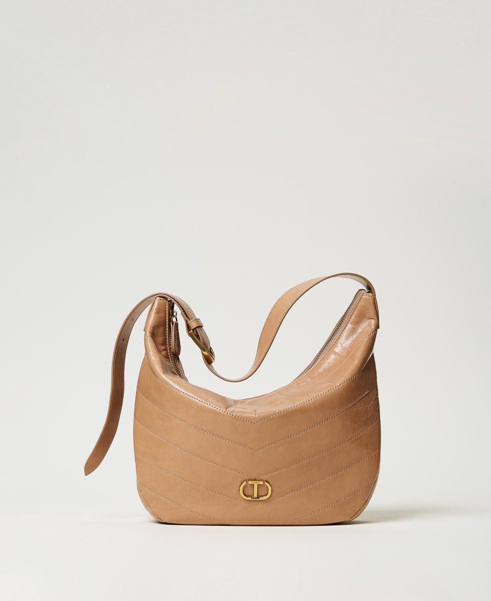 &lsquo;Madison&rsquo; leather hobo bag Rope Beige Woman 251TB7452_12145_01