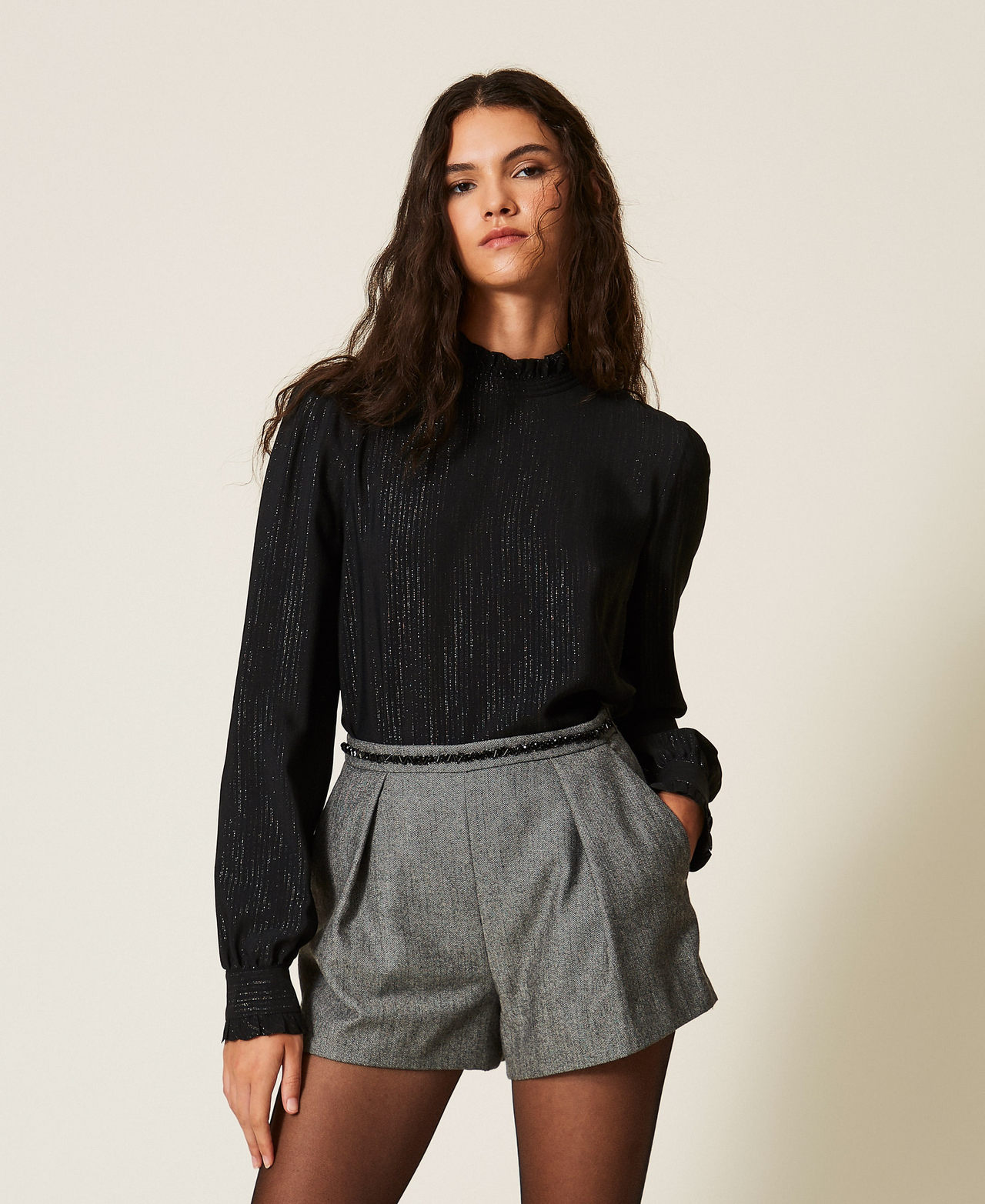 Blouse en soie mélangée jacquard