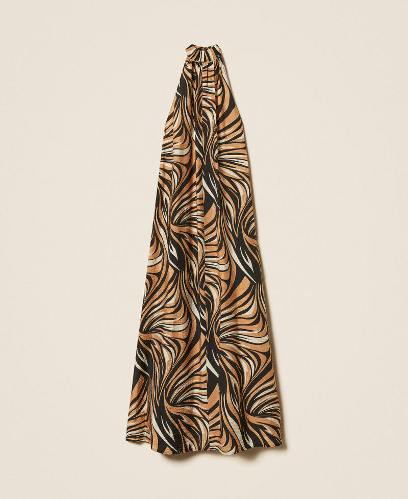 Langes Kleid mit grafischem Print Multicolor-Zebra-Print Schwarz Frau 261LB2REE_13214_S0