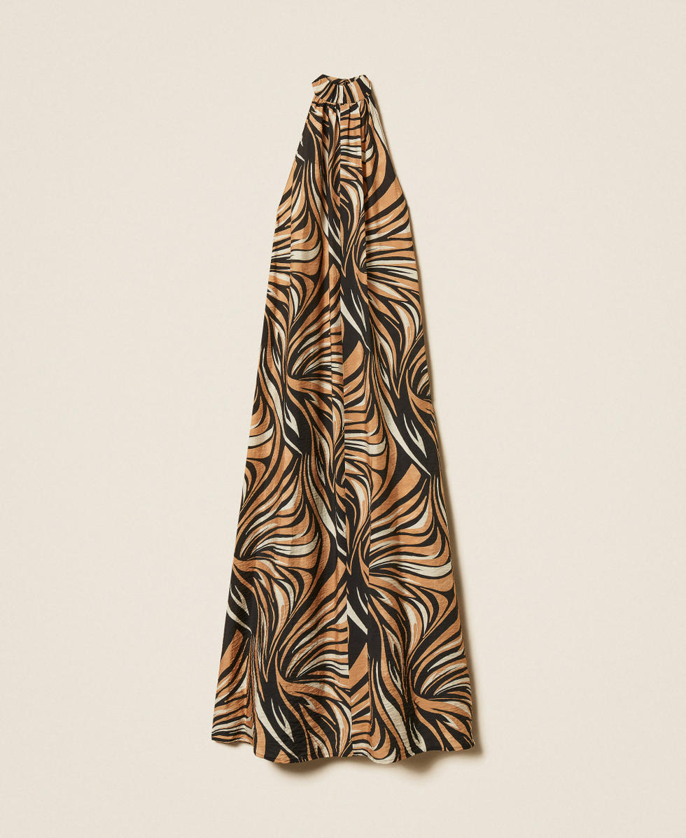Long dress with graphic print Woman, Patterned | TWINSET Milano