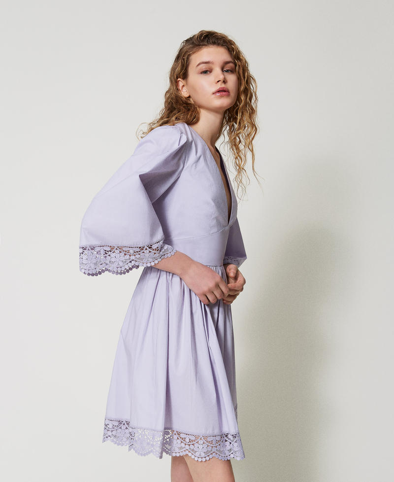 Abito corto in popeline con pizzo Fiori di Lillà Donna 251TT2092_00703_01