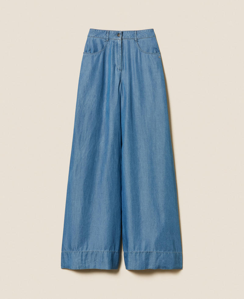 Denim palazzo trousers Light Blue Denim Woman 261AT2053_07283_S0