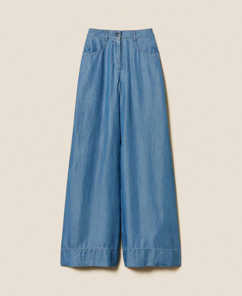 Denim palazzo trousers Light Blue Denim Woman 261AT2053_07283_S0