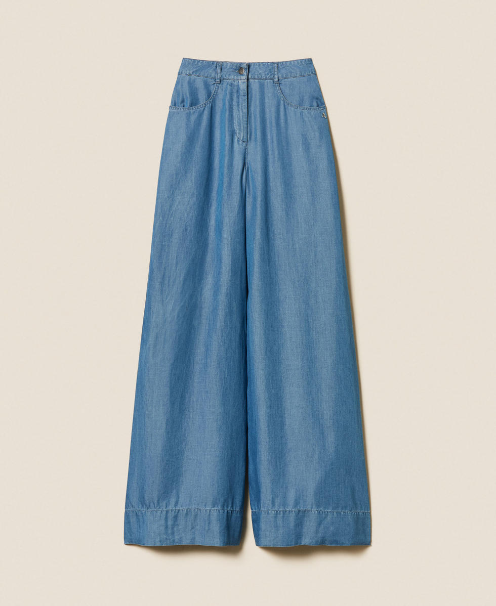 Denim palazzo trousers