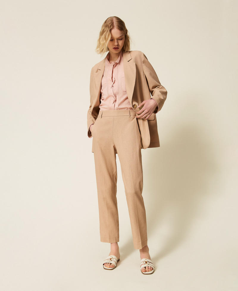 Linen blend trousers Natural Beige Woman 261TF2023_12559_01