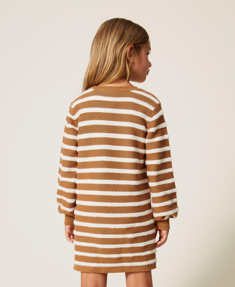 Robe courte fille en maille ray&eacute;e