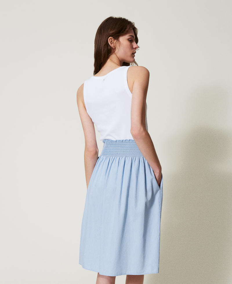 Chambray midi skirt Light Blue Denim Woman 251AX2062_07283_02