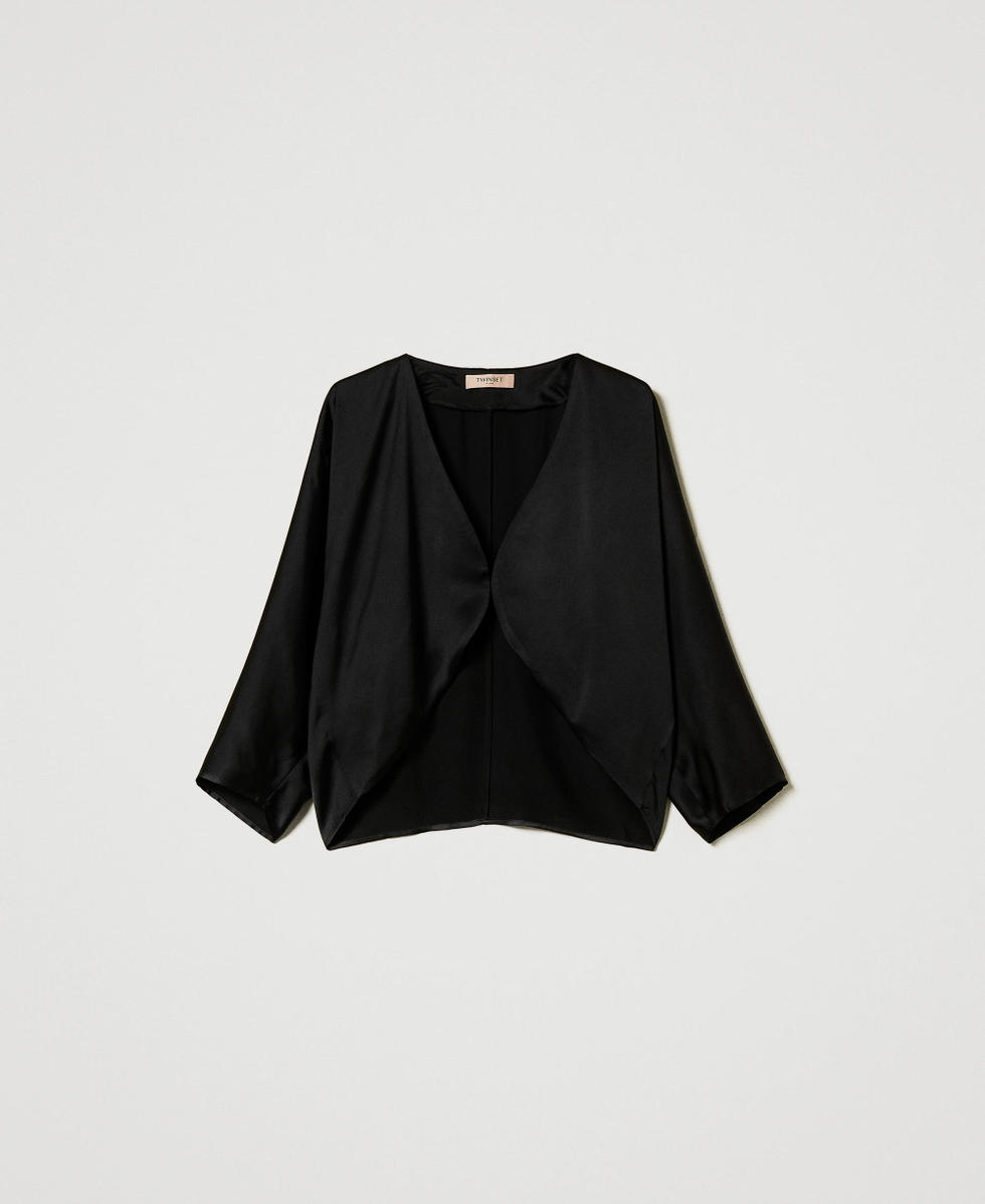 Bolero aus Satin Schwarz Frau 242TT2055_00006_S0
