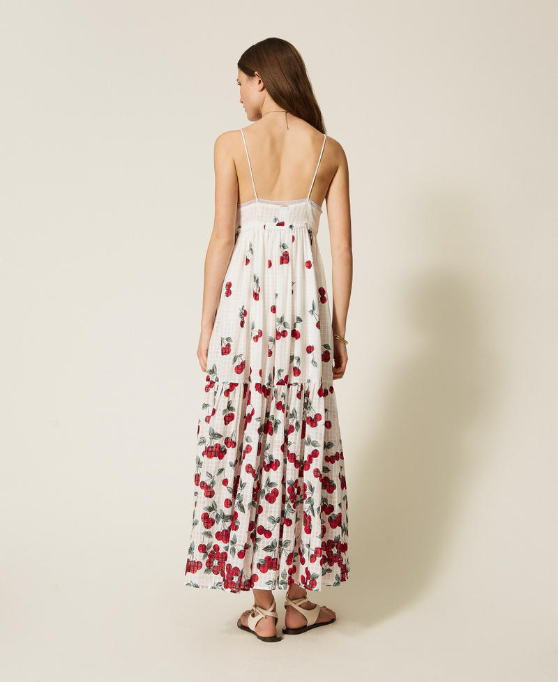 Long jacquard dress with print White/Red Cherries Degrad&egrave; Woman 261TT2600_13503_03