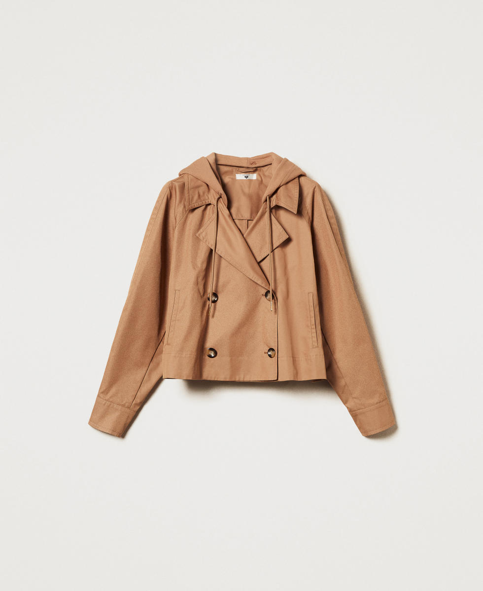 Double-breasted twill caban jacket