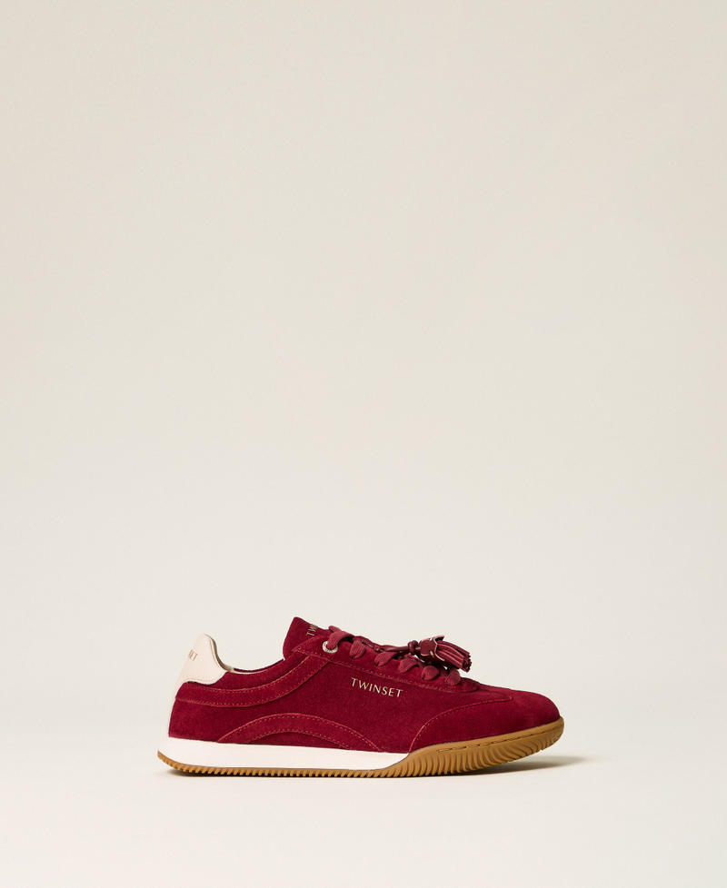 Suede trainers with tassels Indian Red Red Woman 262TCP090_00620_01