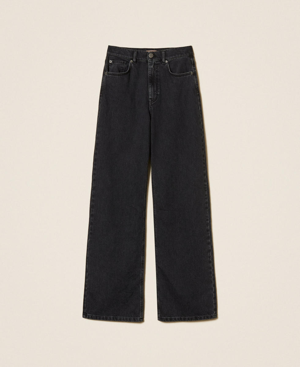Wide-Leg-Jeans im Five-Pocket-Stil Denimschwarz Frau 262TP2521_01103_S0
