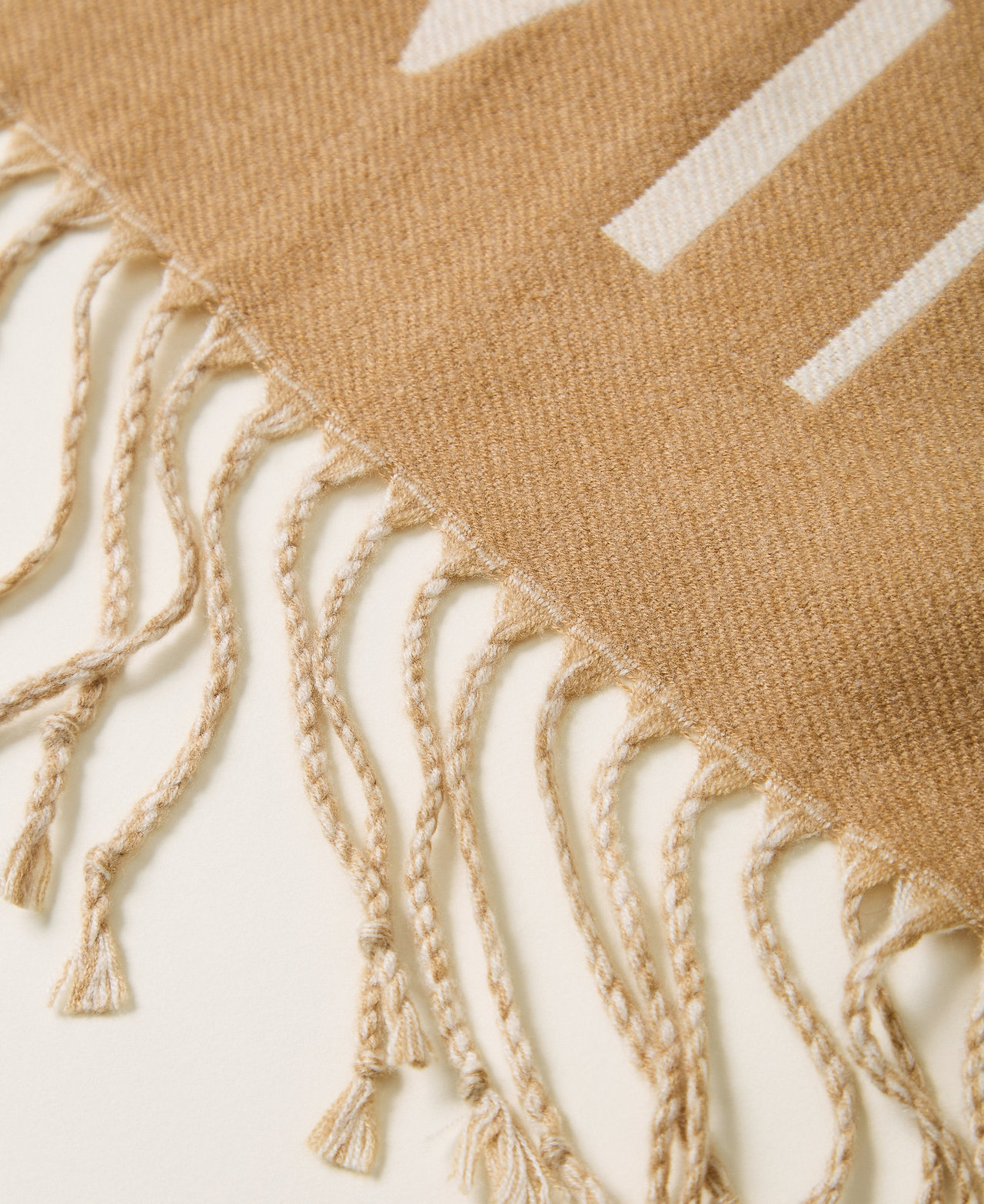 Wool cloth stole with logo Two-tone Mother of Pearl/"Dune" Beige Woman 262LI4BVV_13720_02