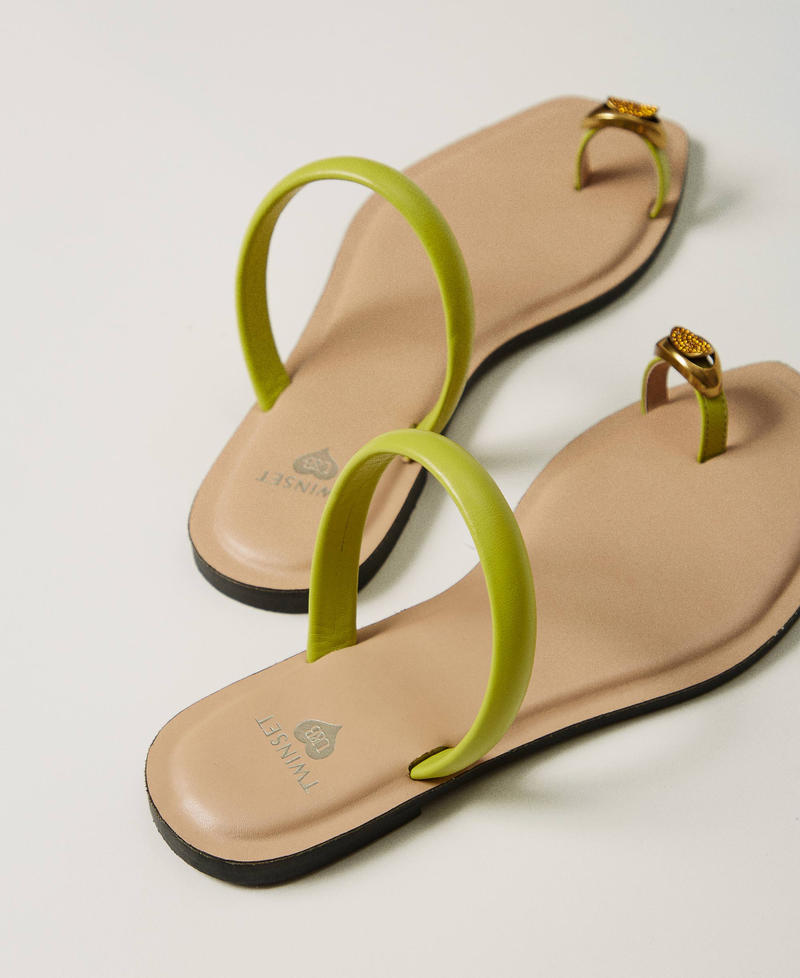 Slide sandals with jewel detail Green Grenoble Woman 251LBP012_12131_03