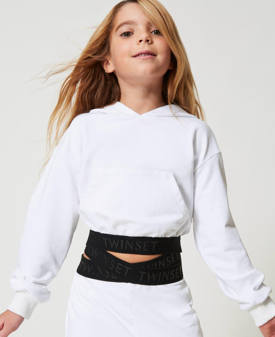 Hoodie and jogger trousers with lettering logo Bicolour "Ice" White / Black Girl 251GJ2581_02849_04