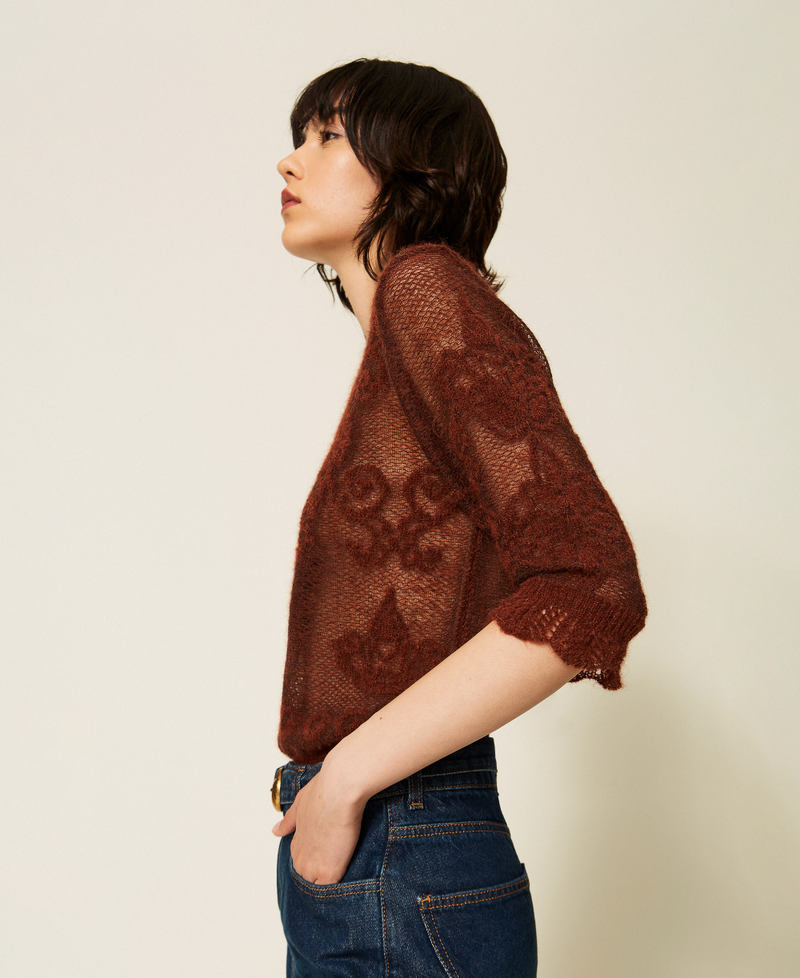 Jacquard alpaca blend jumper "Cherry Wood" Brown Woman 262TP3341_06501_02