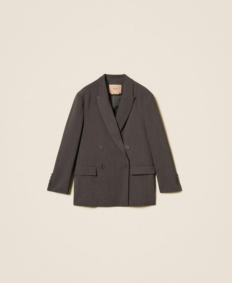 Double-breasted blazer Charcoal Grey Melange Woman 262TF2010_12840_S0