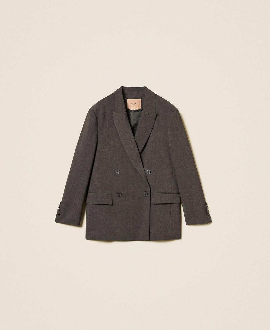 Double-breasted blazer Charcoal Grey Melange Woman 262TF2010_12840_S0
