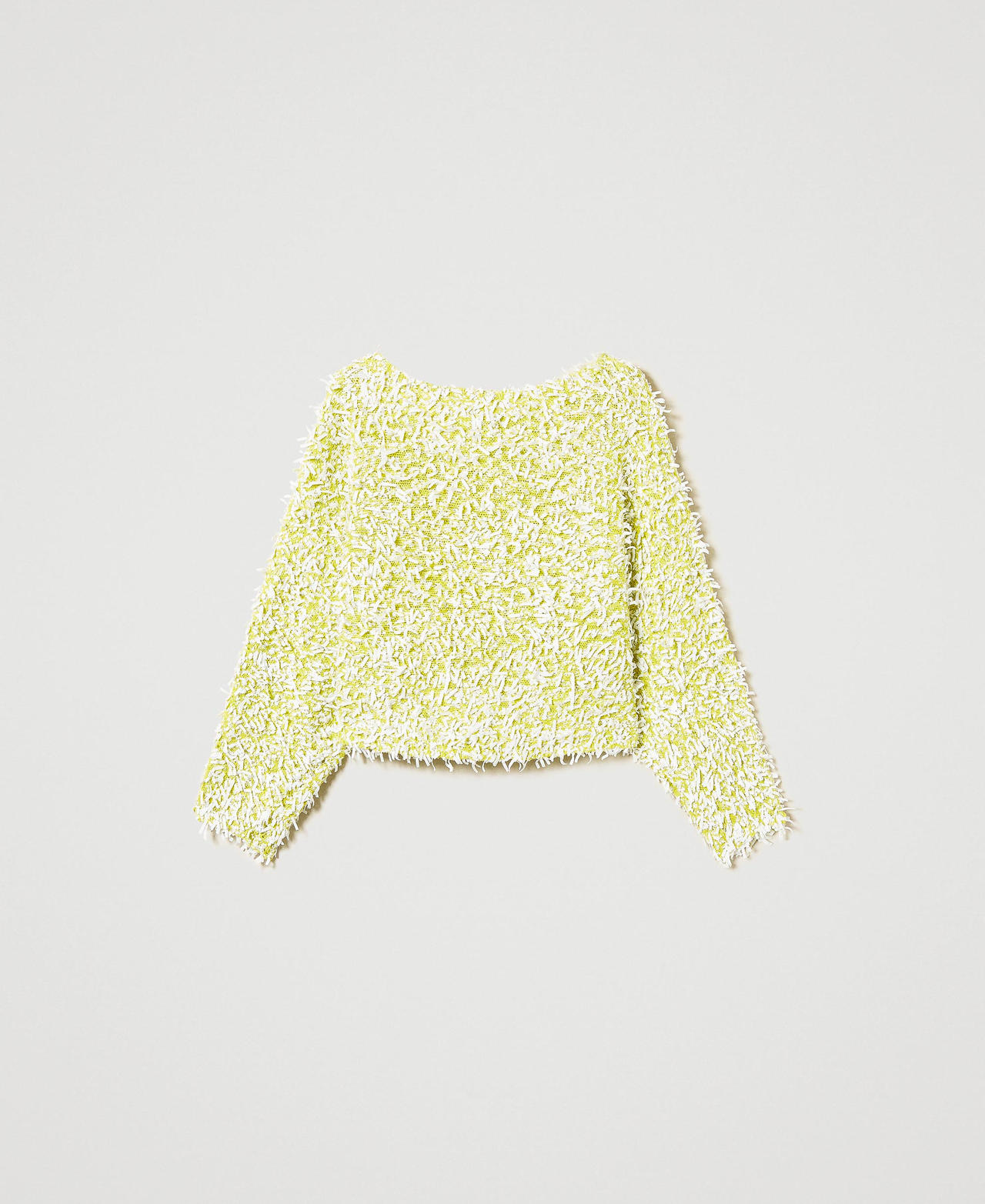 Pullover aus Curly-Garn Zweifarbig Citronelle / "Papers"-Weiß Frau 251AP3200_12259_0S