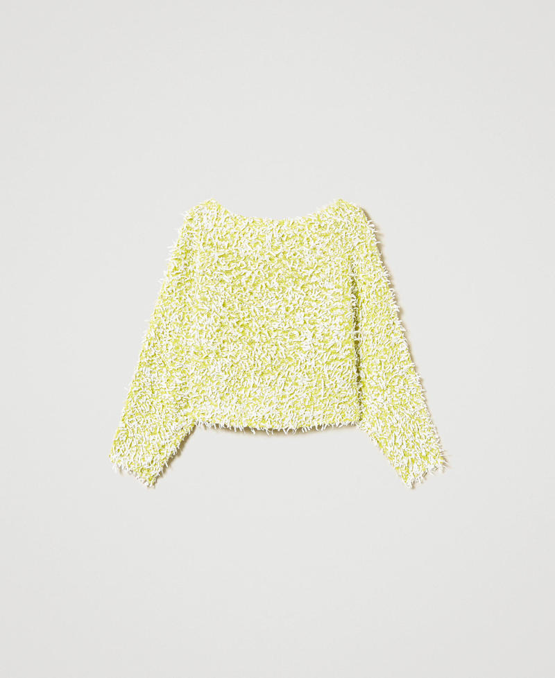 Pullover aus Curly-Garn Zweifarbig Citronelle / "Papers"-Weiß Frau 251AP3200_12259_0S