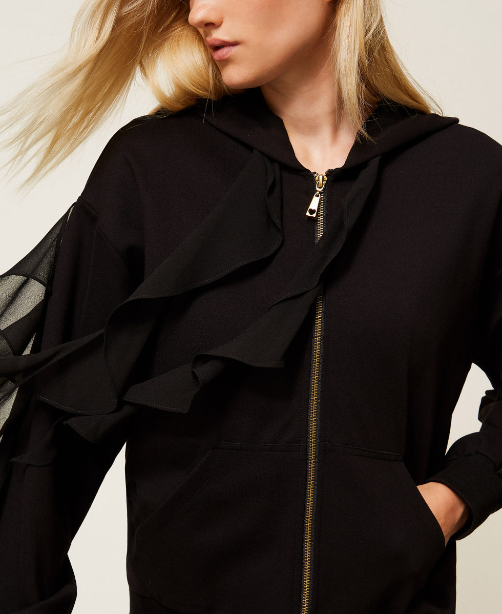 Sweatshirt with georgette ruffles