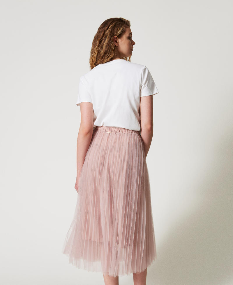 Jupe longue en tulle pliss&eacute; Rose Desert Femme 251LL2QAA_12109_03