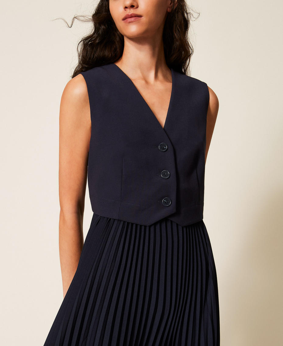 Vestido largo de efecto chaleco con plisados Azul claro Mujer 261TE2111_13172_04