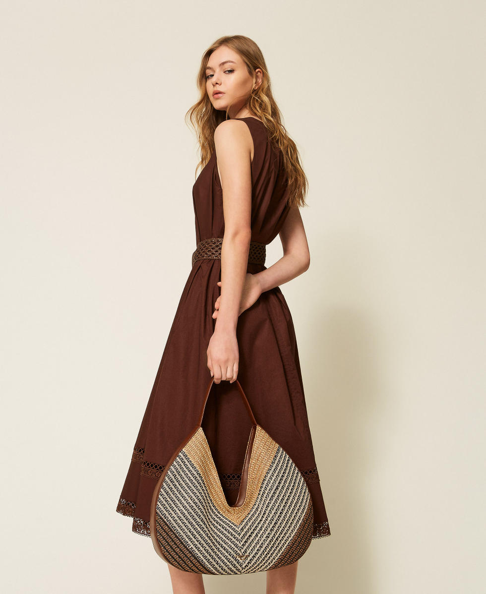 Borsa hobo jacquard in rafia Multicolor Straw Donna 261TD8501_13504_T0