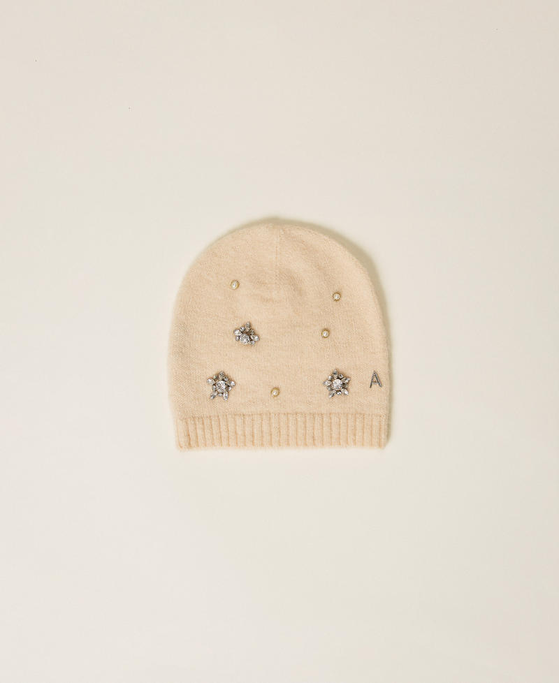 Bonnet en alpaga mélangé avec strass et perles Beige « Crystal Sand » Femme 252AA4020_12610_01