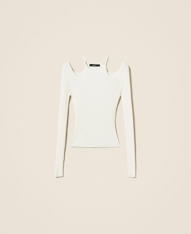 Jersey de tejido reciclado con troquelado White Nieve Mujer 252AP3143_00282_S0