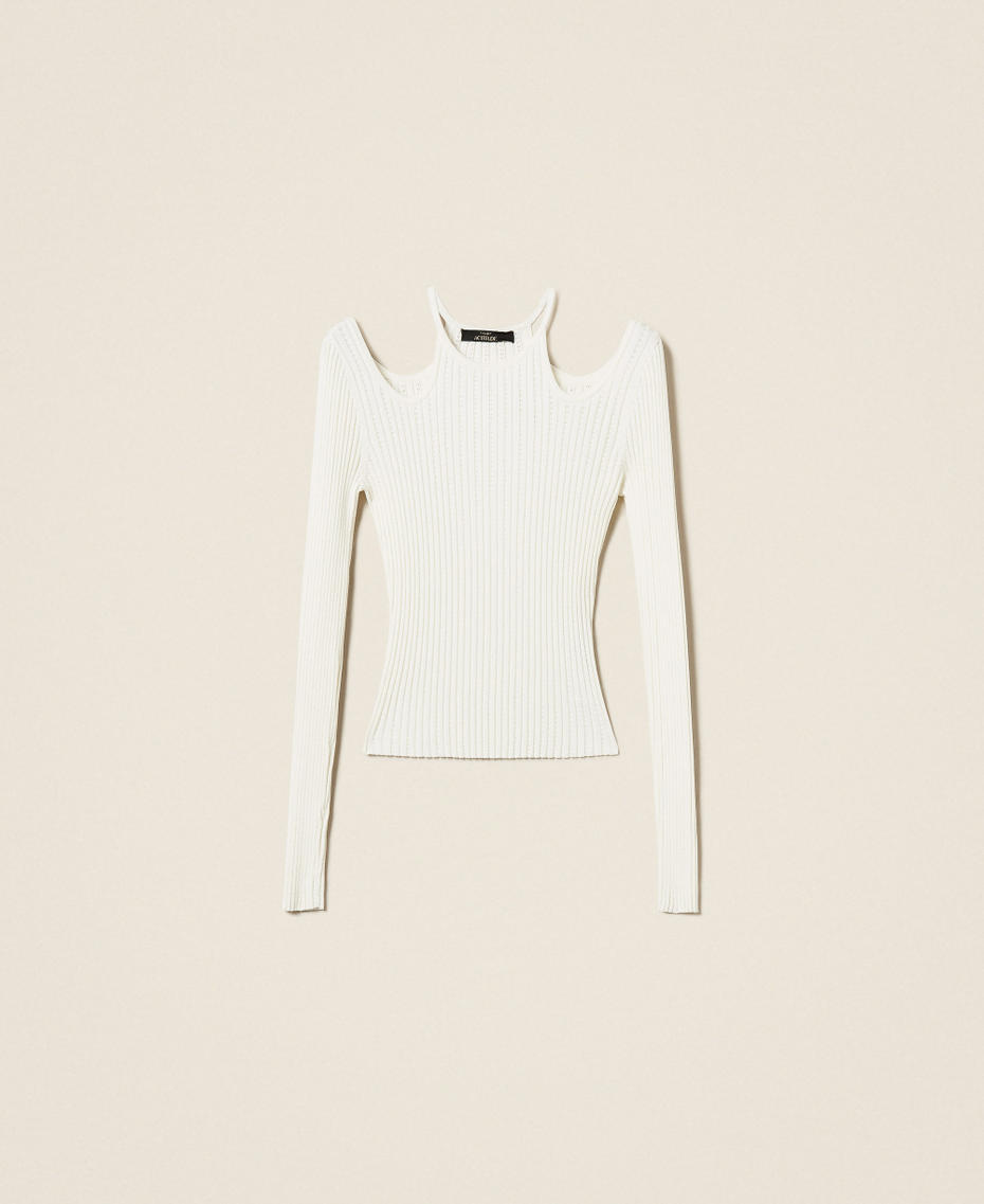 Jersey de tejido reciclado con troquelado White Nieve Mujer 252AP3143_00282_S0