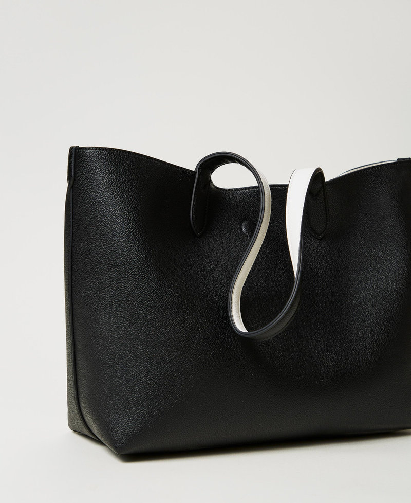 ‘Everywhere‘ reversible shopper bag Two-tone Mother-of-pearl / Black Woman 251TB7300_03261_03