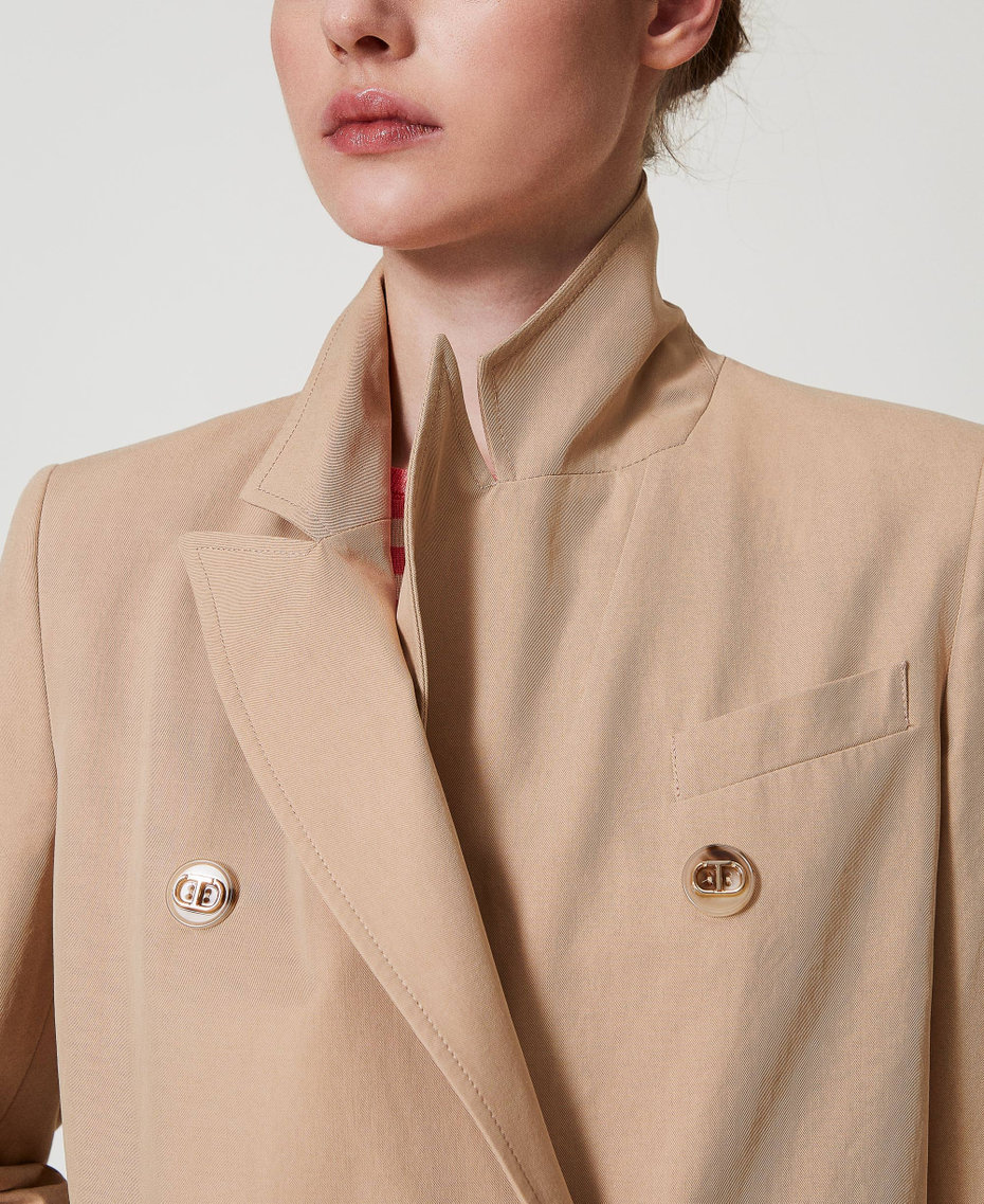 Double-breasted trench coat with logo buttons Rope Beige Woman 251TP2210_12145_05