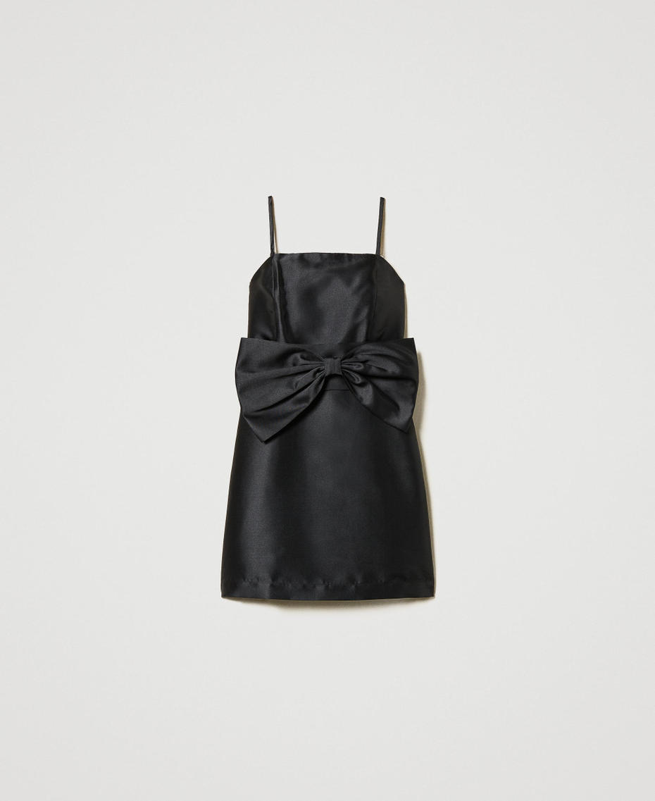 Mikado twill short dress with bow