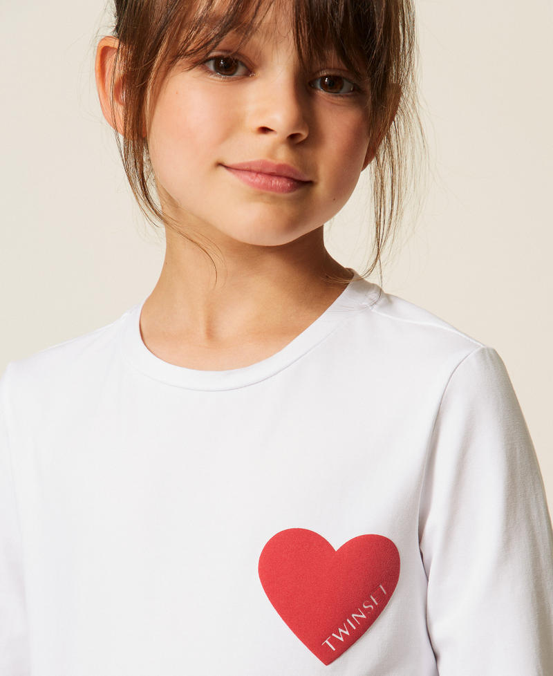 T-shirt regular con cuore Off White Cuore Magenta Bambina 262GJ2291_14008_05