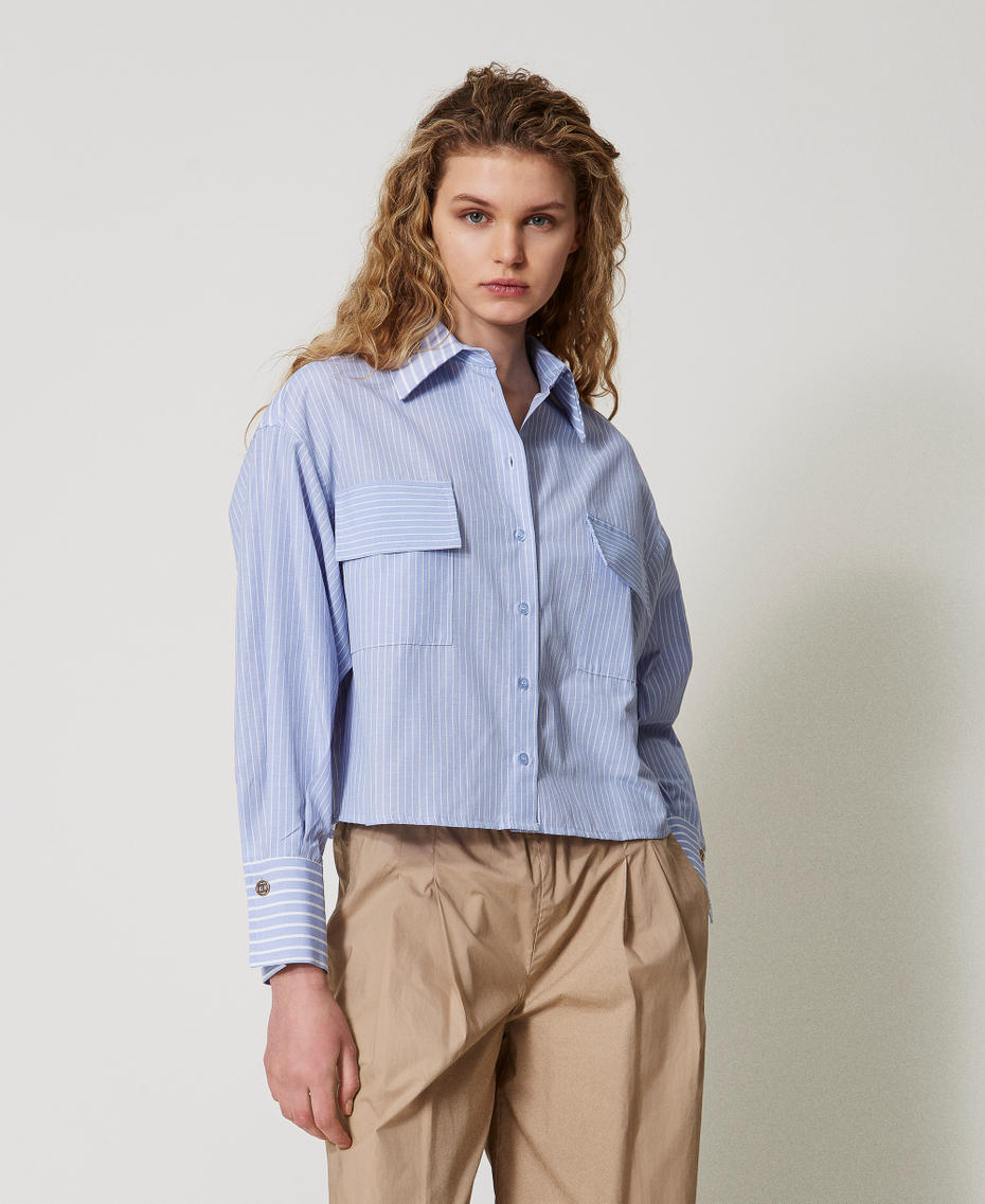 Camicia boxy a righe Mixed Micro Bastonetto Donna 251TF2040_12506_01
