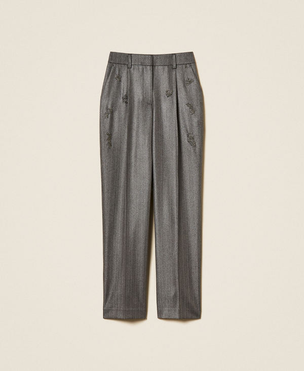 Pantalon palazzo ray&eacute; avec broderie