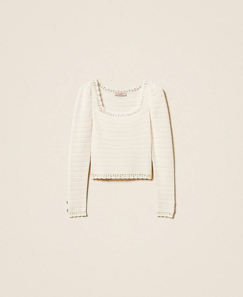 Pull avec crochet et boutons Beige &laquo;&thinsp;Parchment&thinsp;&raquo; Femme 261TP3078_07222_S0