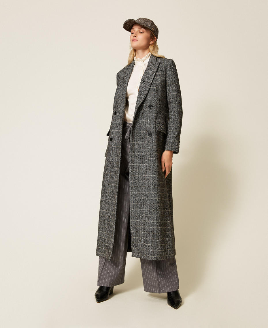 Jacquard satin shirt with ruffles Mother Of Pearl Woman 252TT2362_00059_T0