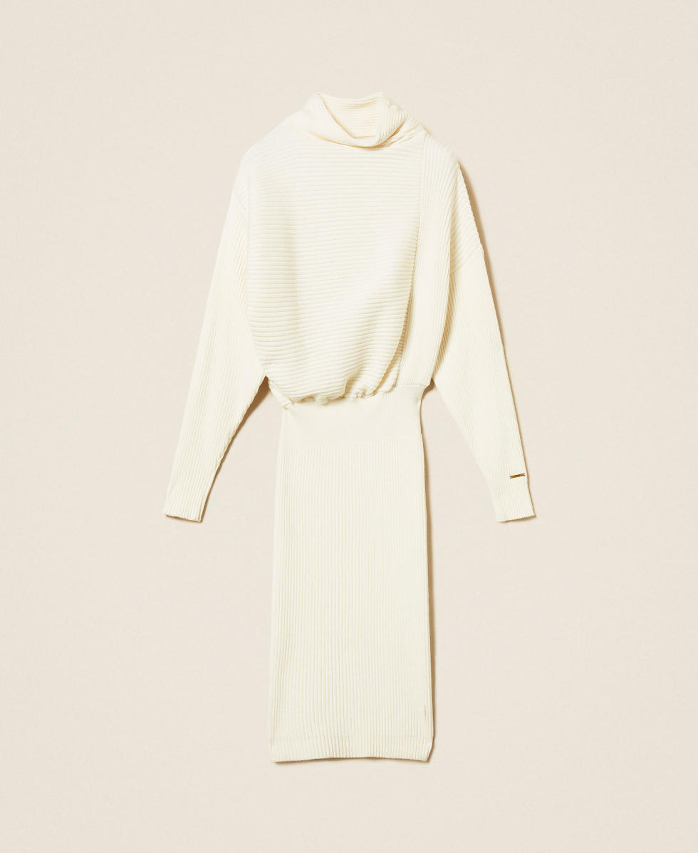 Robe midi en maille c&ocirc;tel&eacute;e
