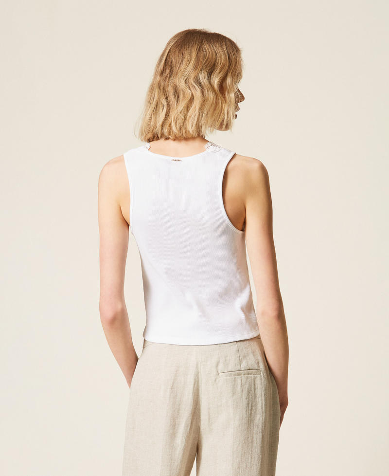 Top a costine con pizzo Bianco Donna 261TT2360_00001_03