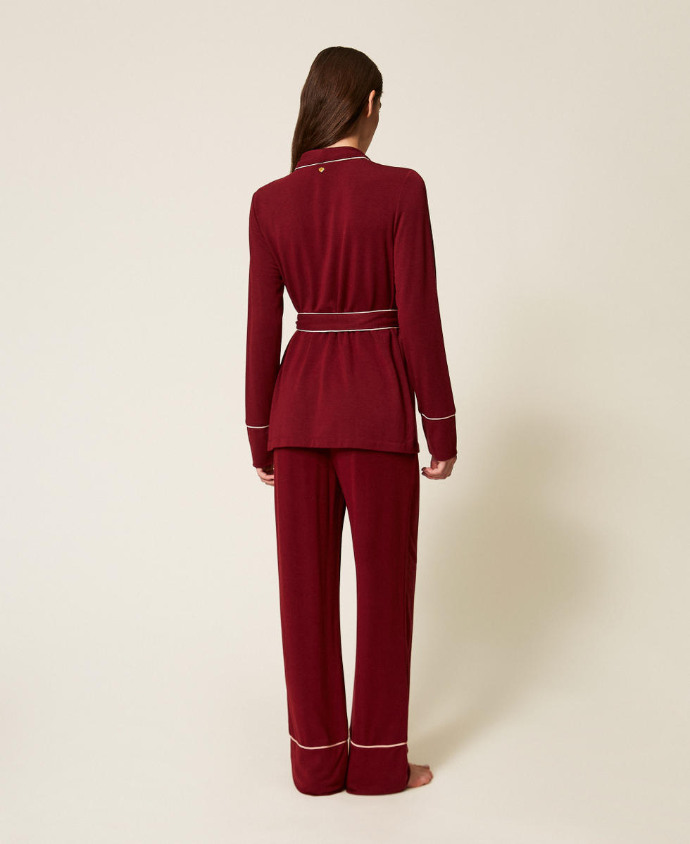 Pyjama masculin avec ceinture Bicolore Rouge &laquo;&nbsp;Red Wine&nbsp;&raquo;/Rose &laquo;&nbsp;Pink Dust&nbsp;&raquo; Femme 252LL2FAA_12861_03