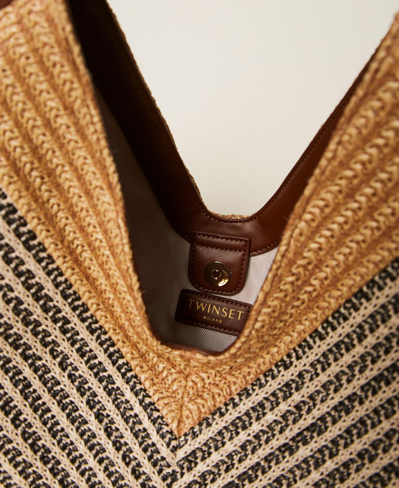 Jacquard raffia hobo bag Multicolour Straw Woman 261TD8501_13504_04