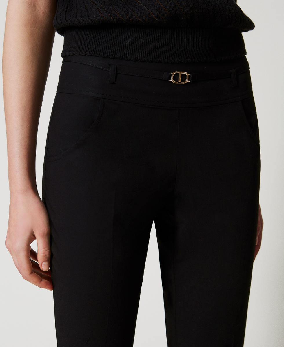 Poplin trousers with belt Black Woman 251TT2220_00006_04