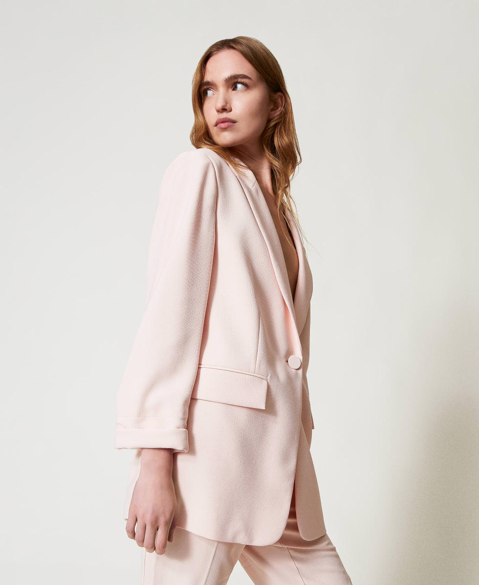 Blazer en cr&ecirc;pe piqu&eacute; Rose Tender Pink Femme 251AP2335_00619_01